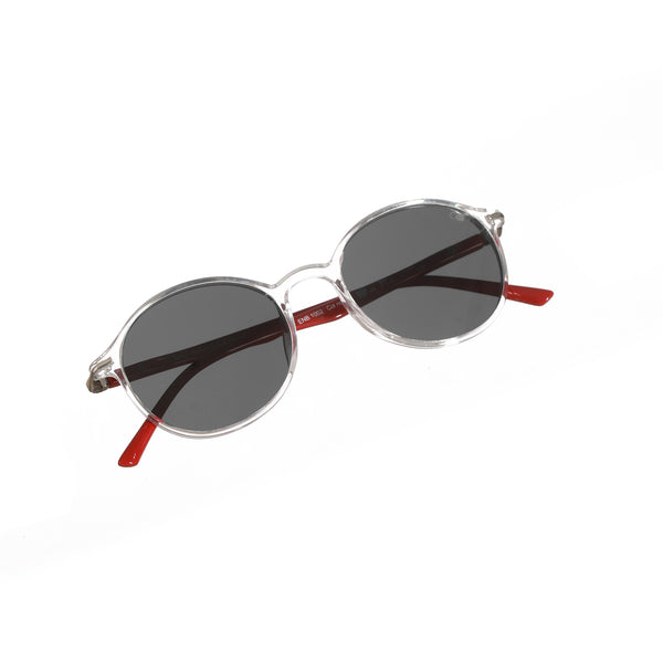 Enrico Enrico Classic Round Sunglasses (Unisex) Transparent Red