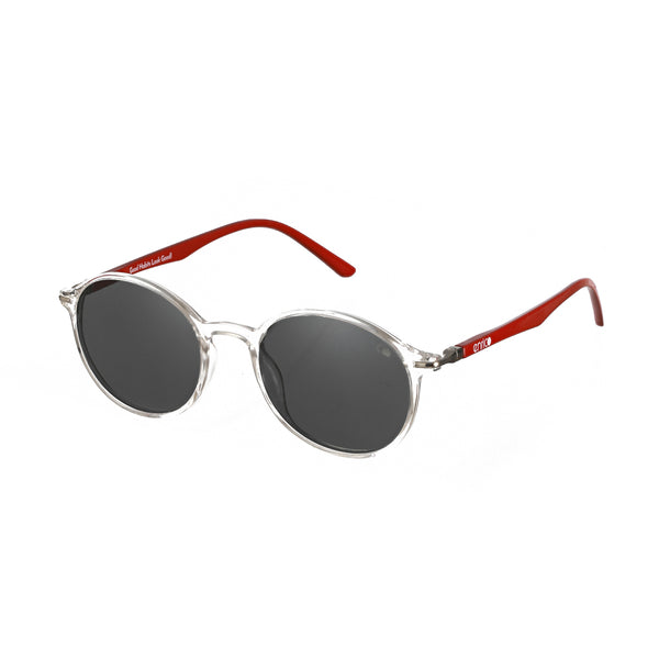 enrico Enrico Classic Round Sunglasses (Unisex) Transparent Red