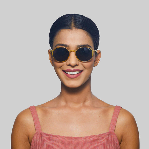 Enrico Enrico Classic Round Sunglasses (Unisex) Yellow Ice
