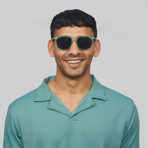 Enrico Enrico Classic Square Sunglasses (Unisex) Green Ice