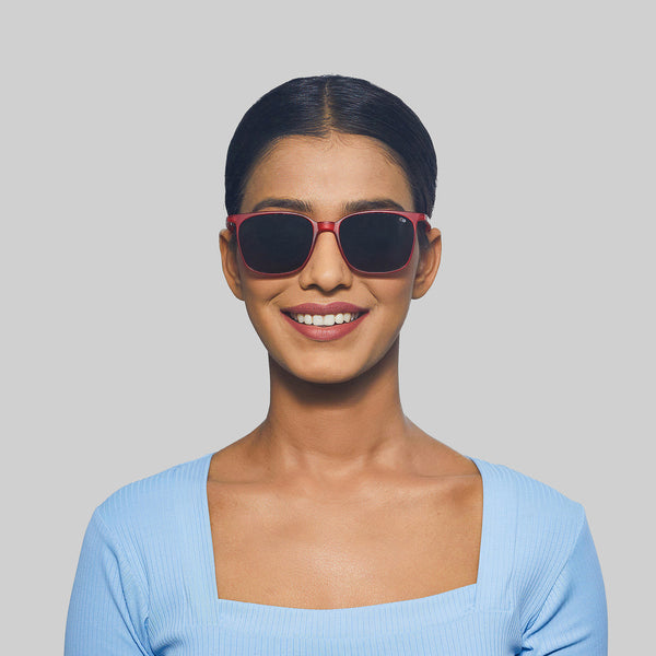 Enrico Enrico Classic Square Sunglasses (Unisex) Red Ice