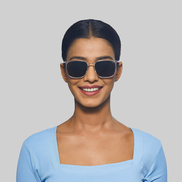 Enrico Enrico Classic Square Sunglasses (Unisex) Transparent Blue