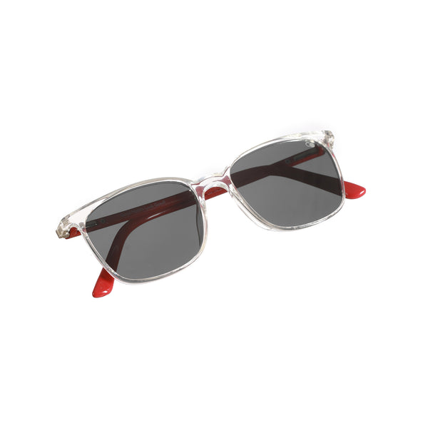 Enrico Enrico Classic Square Sunglasses (Unisex) Transparent Red