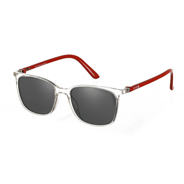 enrico Enrico Classic Square Sunglasses (Unisex) Transparent Red