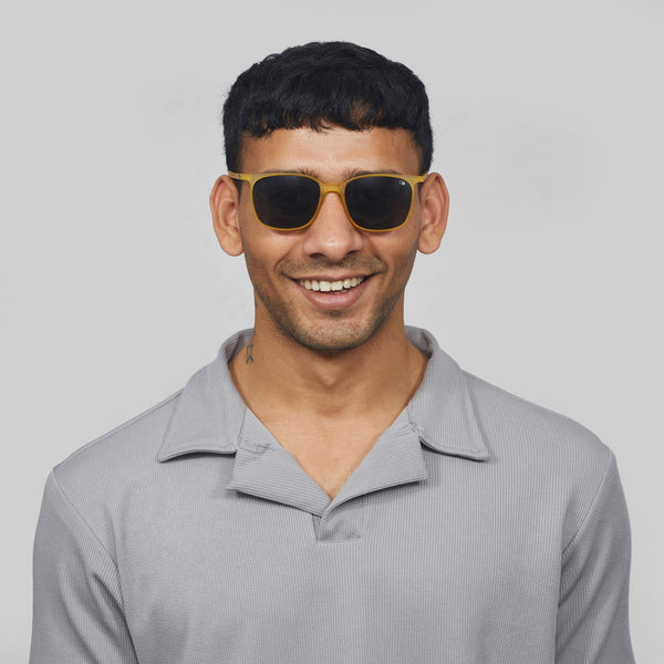 Enrico Enrico Classic Square Sunglasses (Unisex) Yellow Ice
