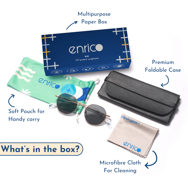 Enrico Enrico Metal Hexagon Sunglasses (Unisex) Gold