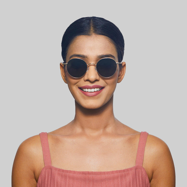 Enrico Enrico Metal Round Sunglasses (Unisex) Black