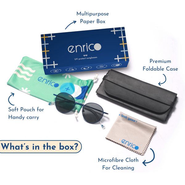 Enrico Enrico Metal Round Sunglasses (Unisex) Navy Blue