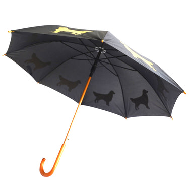 Entryways Black Umbrella Featuring Gold Golden Retriever