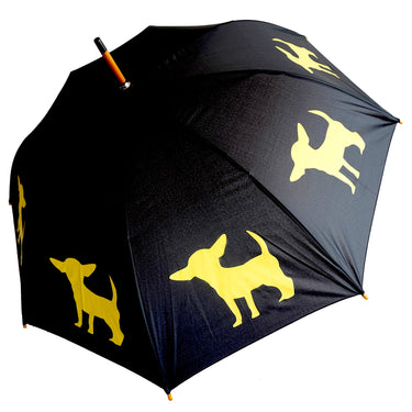Entryways Black Umbrella Featuring Yellow Chihuahua