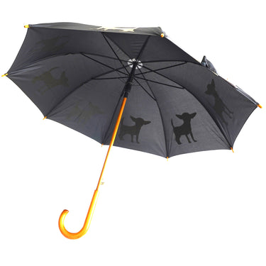 Entryways Black Umbrella Featuring Yellow Chihuahua