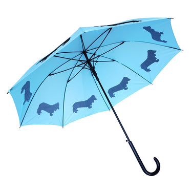 Entryways Blue Umbrella Featuring Black Dachshund Long-Haired