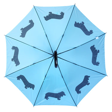 Entryways Blue Umbrella Featuring Black Dachshund Long-Haired