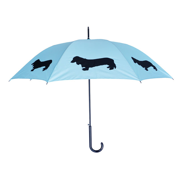 entryways Blue Umbrella Featuring Black Dachshund Long-Haired