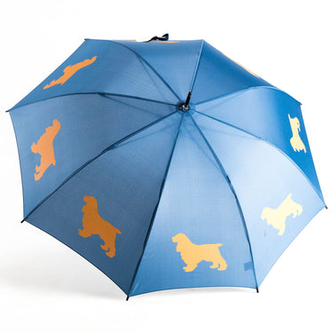 Entryways Blue Umbrella Featuring Orange Cocker Spaniel