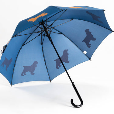 Entryways Blue Umbrella Featuring Orange Cocker Spaniel