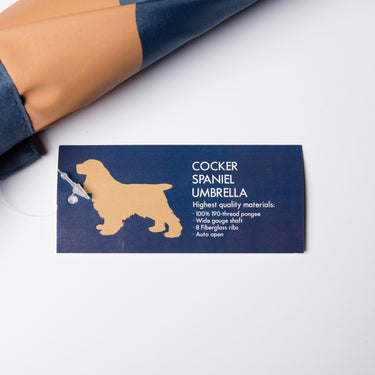 Entryways Blue Umbrella Featuring Orange Cocker Spaniel