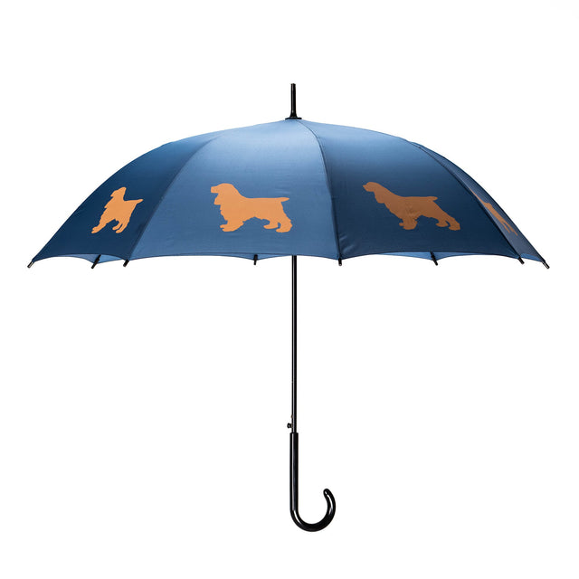 entryways Blue Umbrella Featuring Orange Cocker Spaniel
