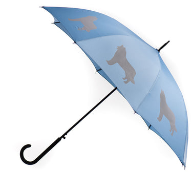 Entryways Blue Umbrella Featuring Silver Siberian Husky