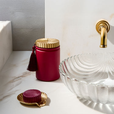 Entryways Chestnuts & Dates Gilded Bar Soap With Brass Dish