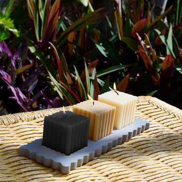 Entryways Cinder Citronella Cement Tray Candle Trio