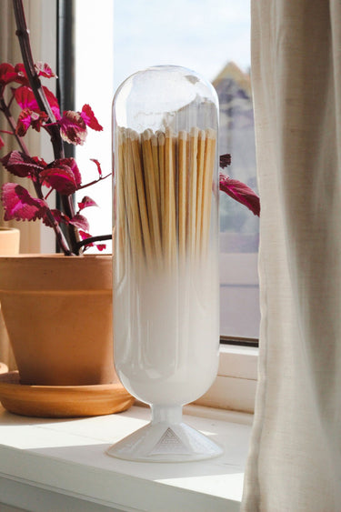 Entryways Cloud Fireplace Match Cloche With White-Tipped Matches