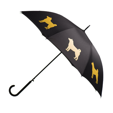 Entryways Black Umbrella Featuring Gold Shiba Inu