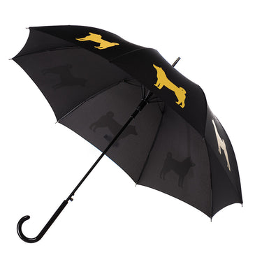 Entryways Black Umbrella Featuring Gold Shiba Inu
