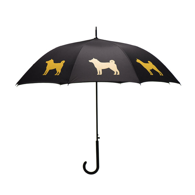 entryways Black Umbrella Featuring Gold Shiba Inu