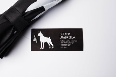 Entryways Black Umbrella Featuring White Boxer