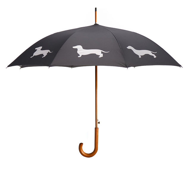 entryways Black Umbrella Featuring White Dachshund