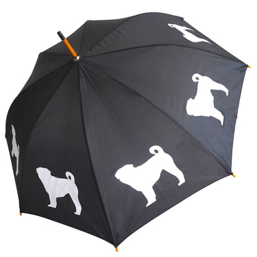 Entryways Black Umbrella Featuring White Pug