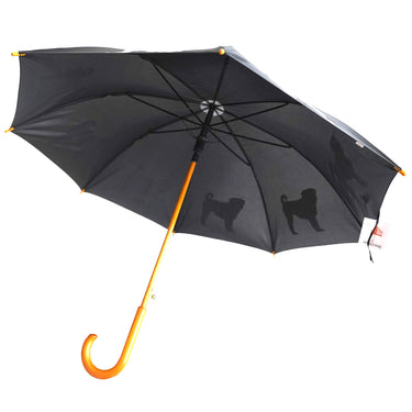 Entryways Black Umbrella Featuring White Pug