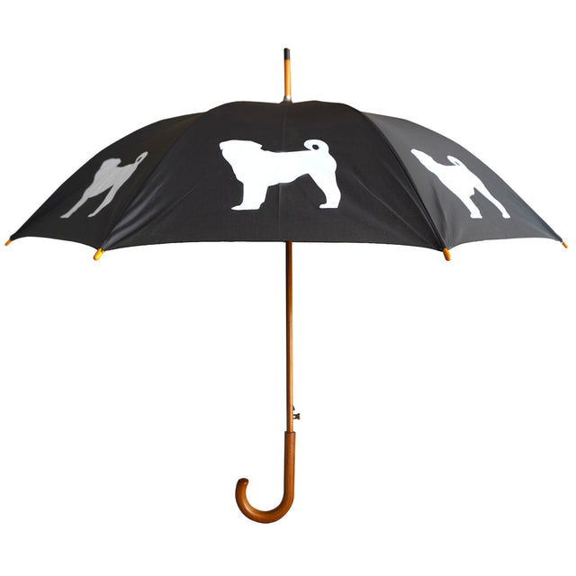 entryways Black Umbrella Featuring White Pug