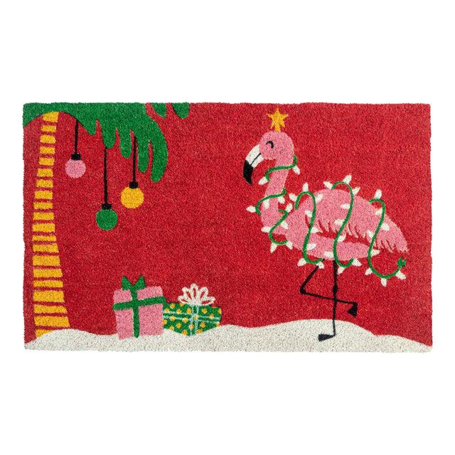 entryways Christmas Flamingo Doormat 17"x28"