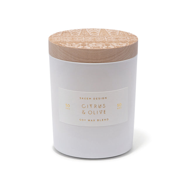 entryways Citrus & Olive Print Block Candle