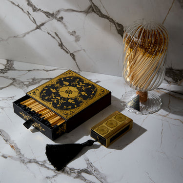 Entryways Gilded Brass Matchbox With Black Tassel