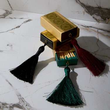 Entryways Gilded Brass Matchbox With Black Tassel