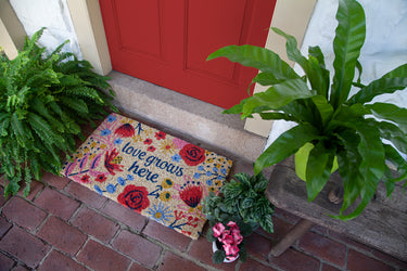 Entryways Handmade Doormat - Love Grows Here 18"x30"