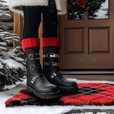 Entryways Handmade Doormat - Red Tartan Plaid 18"x30"