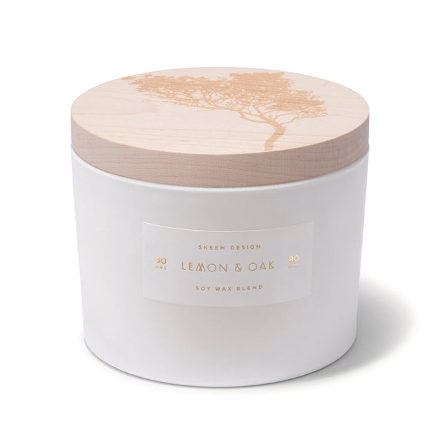 entryways Lemon & Oak Print Block Triple Wick Candle