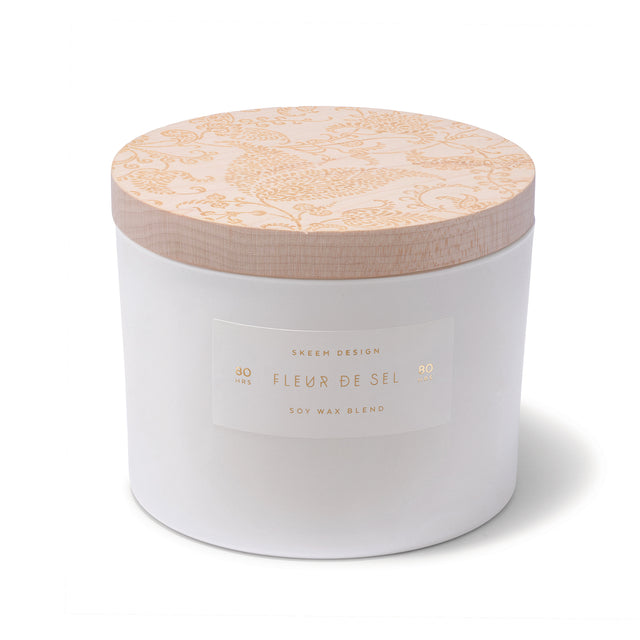 entryways Fleur de Sel Print Block Triple Wick Candle