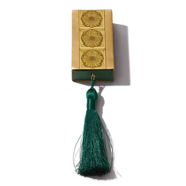 entryways Gilded Brass Matchbox with Evergreen Tassel