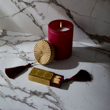 Entryways Gilded Brass Matchbox With Mulberry Tassel