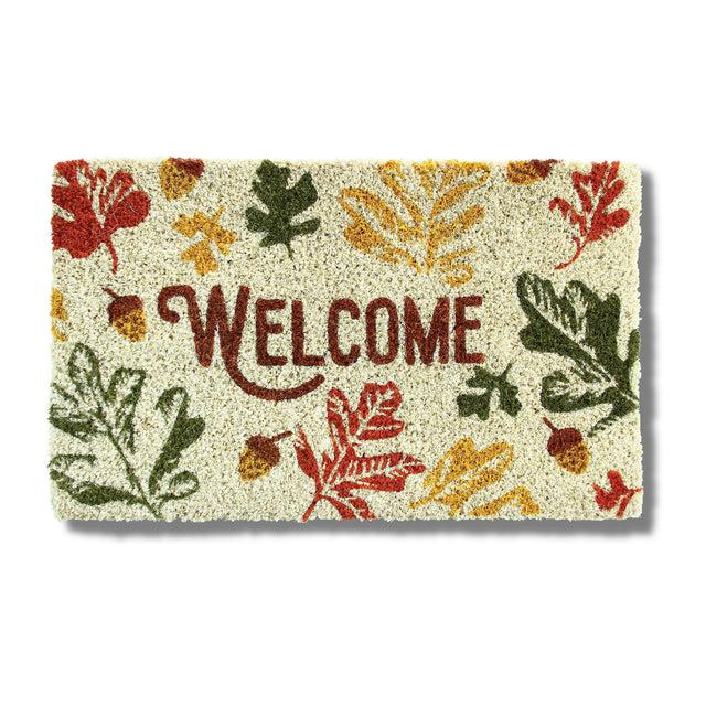 entryways Handmade Handwoven Coir Doormat Autumnal Welcome 18"x30"