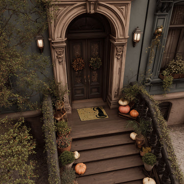 Entryways Handmade Handwoven Coir Doormat Celestial Cat 18"x30"