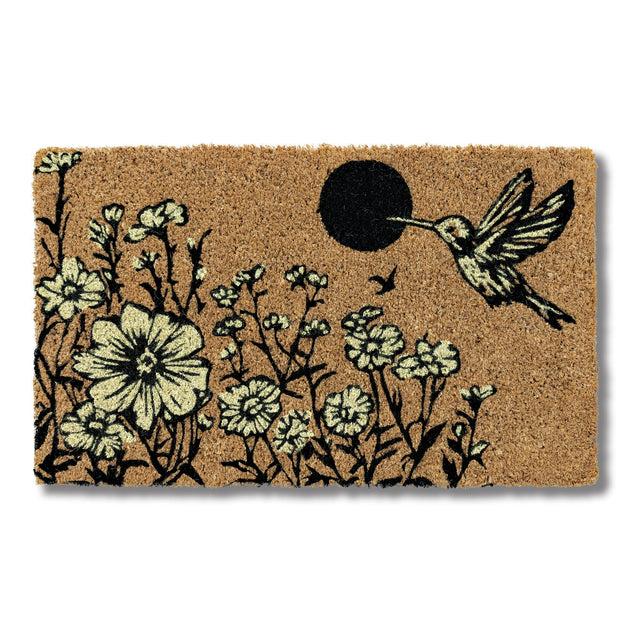 entryways Handmade Handwoven Coir Doormat Hummingbird Garden 18"x30"
