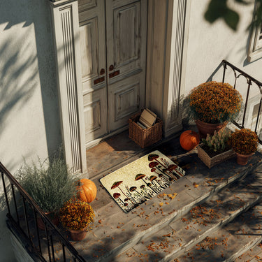 Entryways Handmade Handwoven Coir Doormat Mushroom Magic 18"x30"