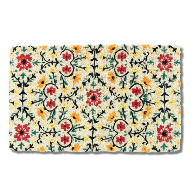 entryways Handmade Handwoven Coir Doormat Vintage Blooms 18"x30"