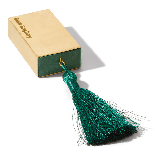 entryways Merriment Brass Matchbox with Evergreen Tassel